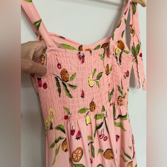 Lauren Conrad Linen Dress Fruits Print Corset Cups Midi Dress - Picture 12 of 16